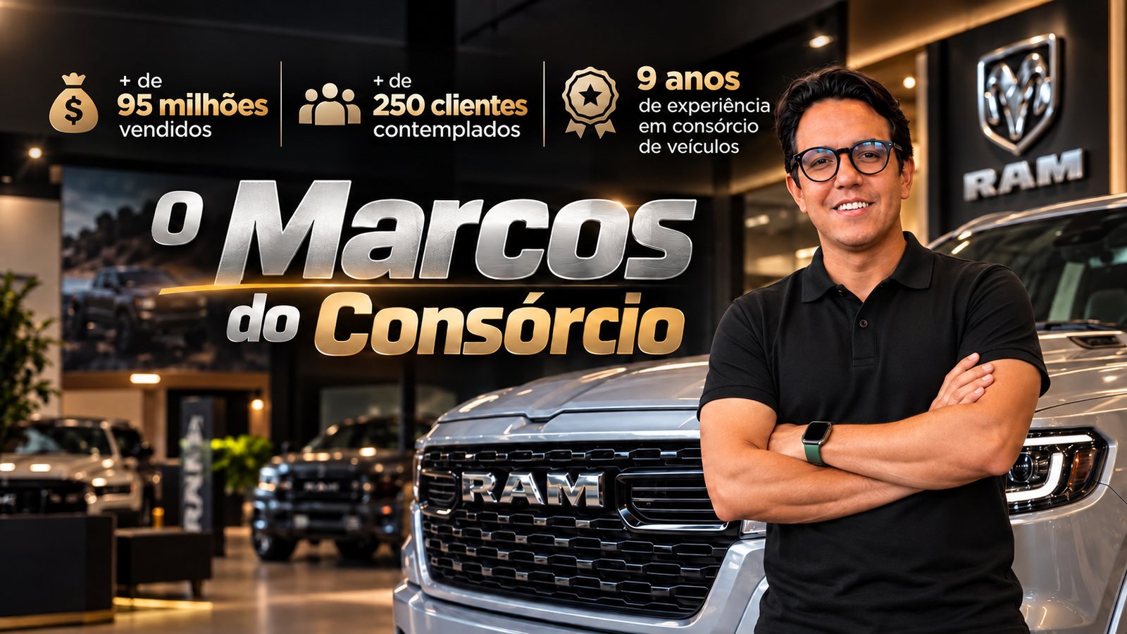 O Marcos do Consórcio: mais de R$ 95 milhões vendidos, mais de 250 clientes contemplados e 9 anos de experiência em consórcio de veículos